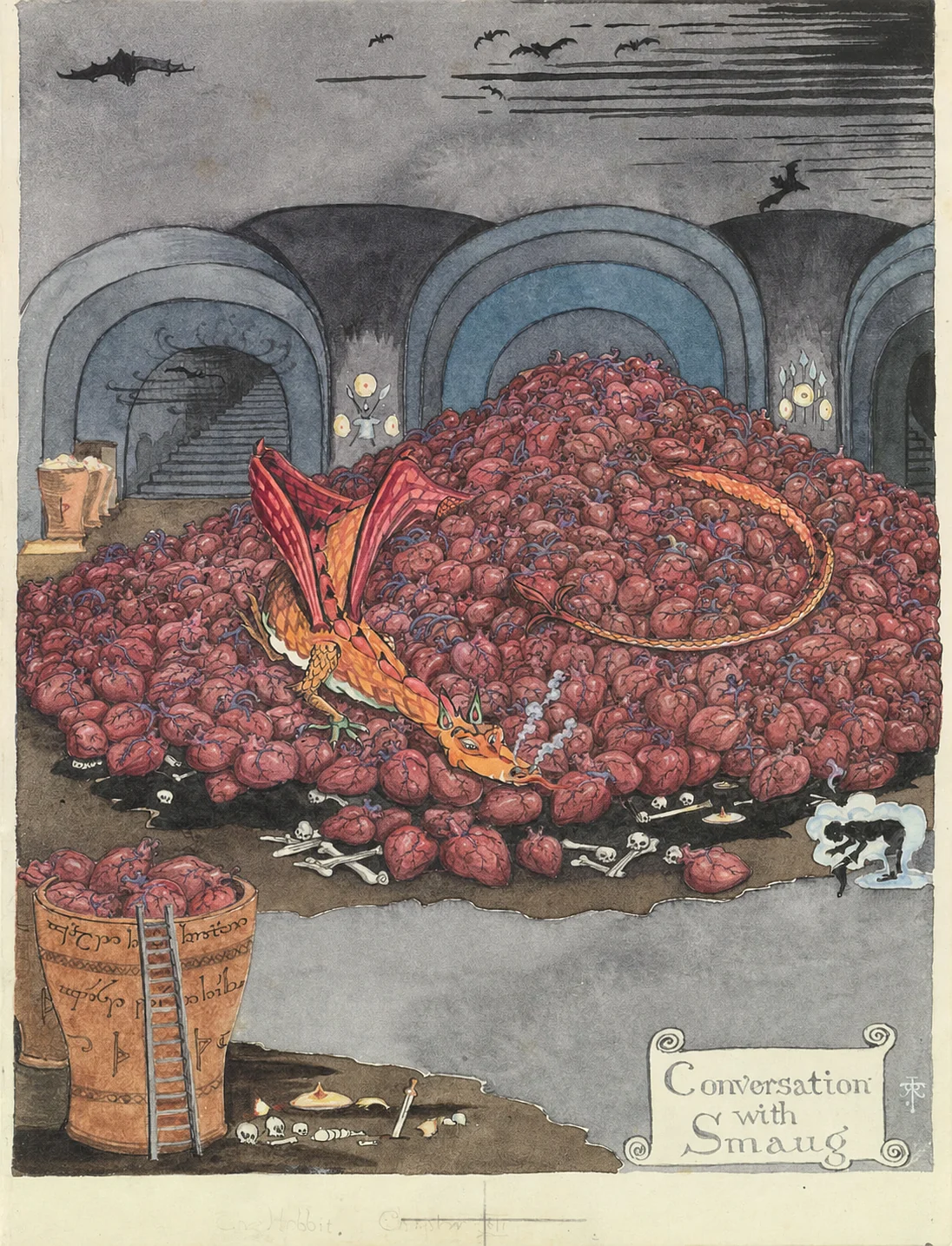 Manah Sibernetika — a dragon resting on a hoard of anatomical hearts